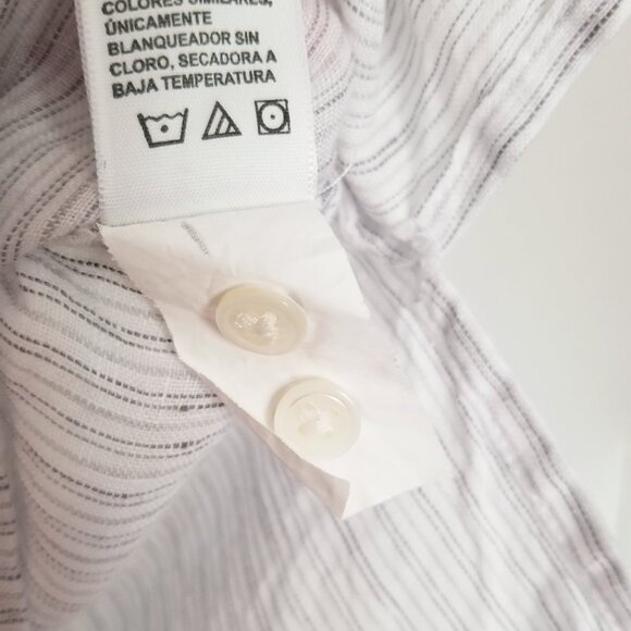 James Perse 100% Linen Striped Short Cap Sleeve Button Up Shirt White 0 XS $185 - Picture 13 of 16